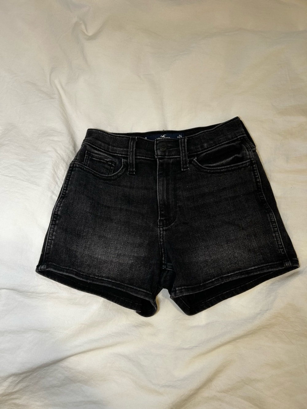 Hollister Black Washed High-Rise Denim Shorts